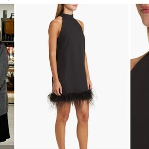 Halter Neck Feather Trim Cocktail Dress Sam Edelman